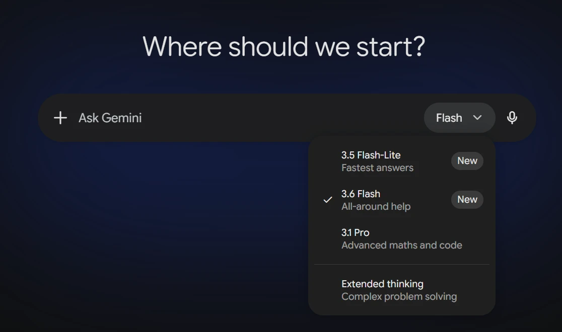 Gemini 3.6 Flash frontend
