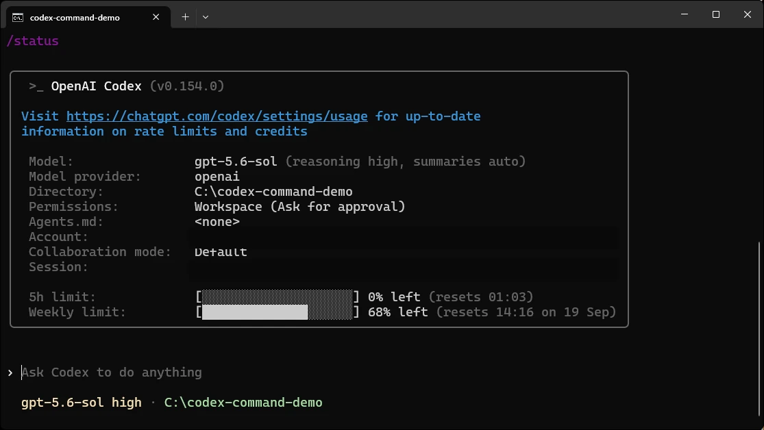 Codex CLI Command /status