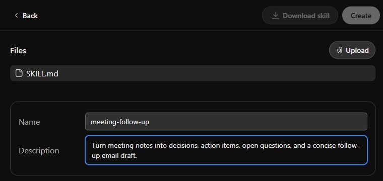 Creating a custom skill on ChatGPT