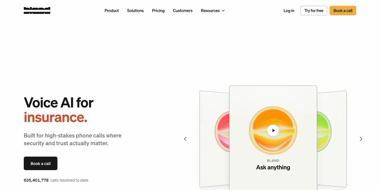 Bland AI homepage