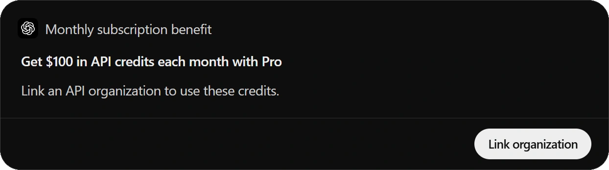 ChatGPT Pro billing benefit with API credit claim option
