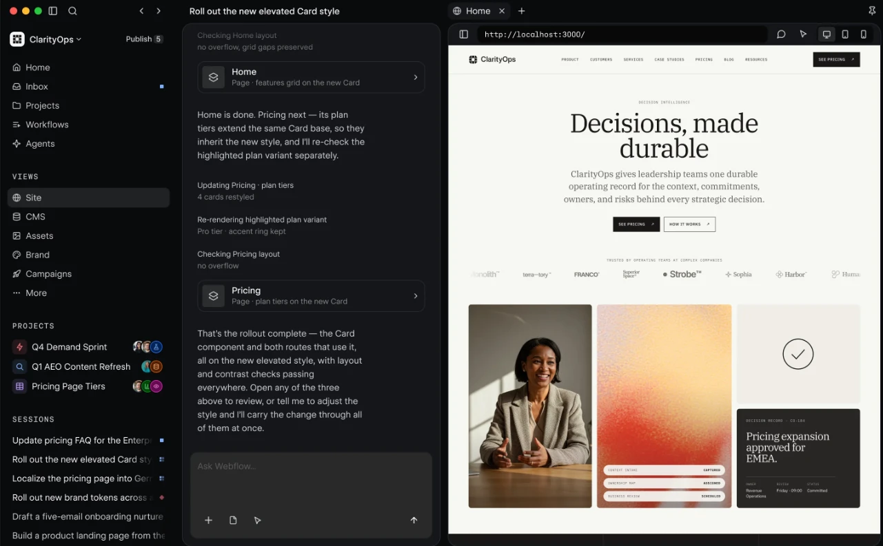 Webflow nocode development platform