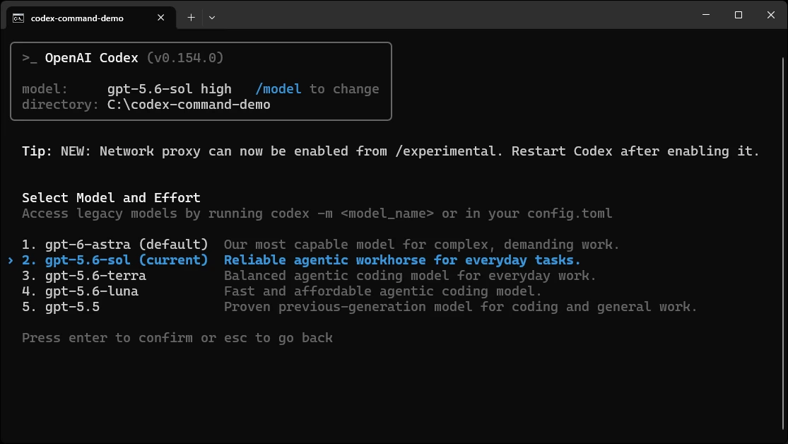 Codex CLI Command /model