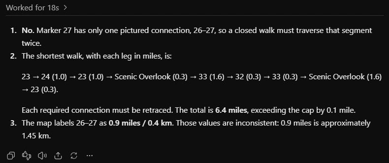 Route segments and distances shown on a map.