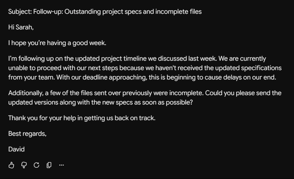 Gemini Email Response