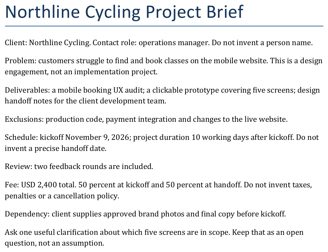 Northline Cycling Project Brief document outlining project scope, deliverables, and schedule.