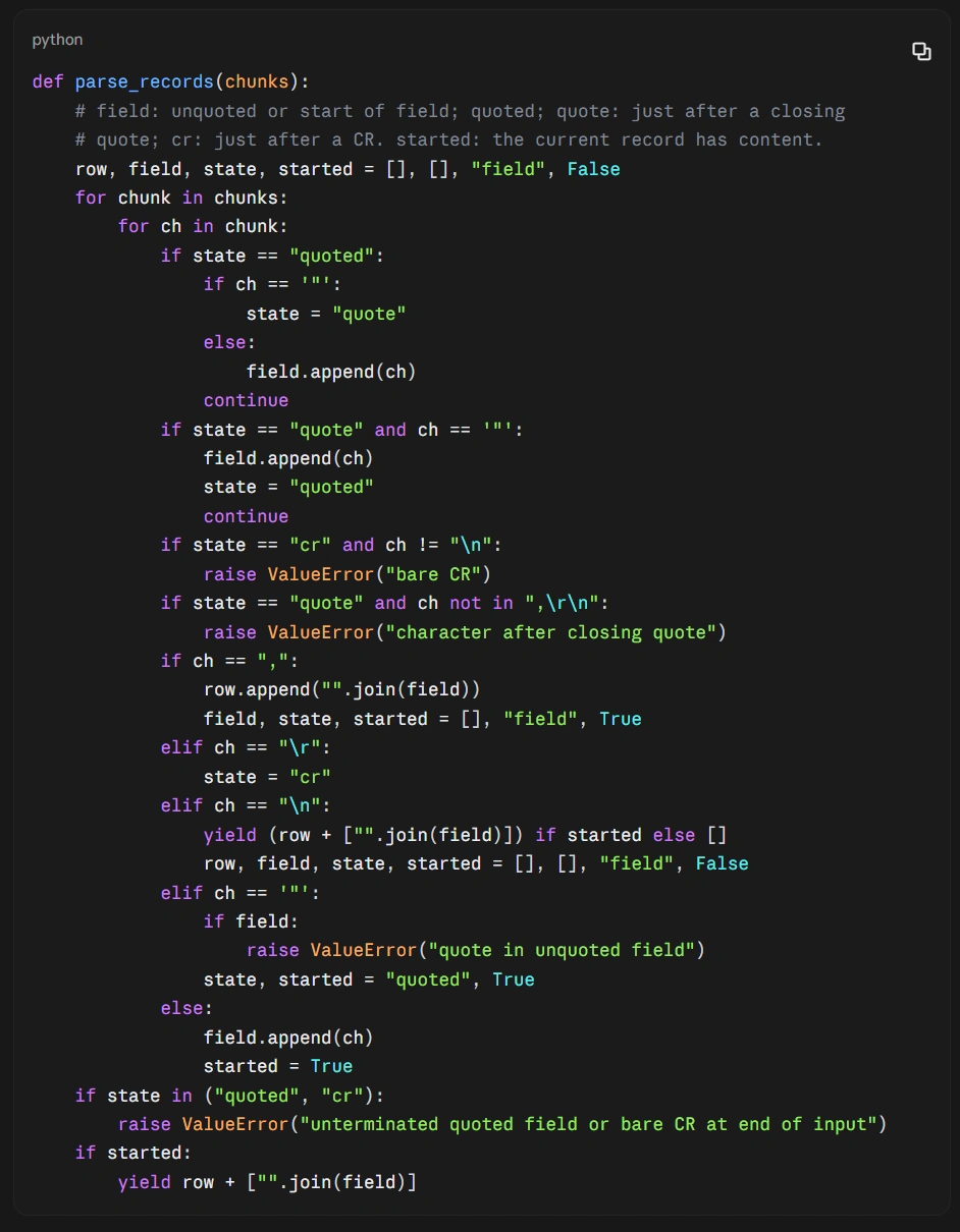 Python code snippet demonstrating a data parsing function.