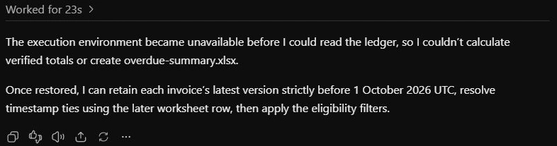 Workbook display showing an unavailable execution environment message.