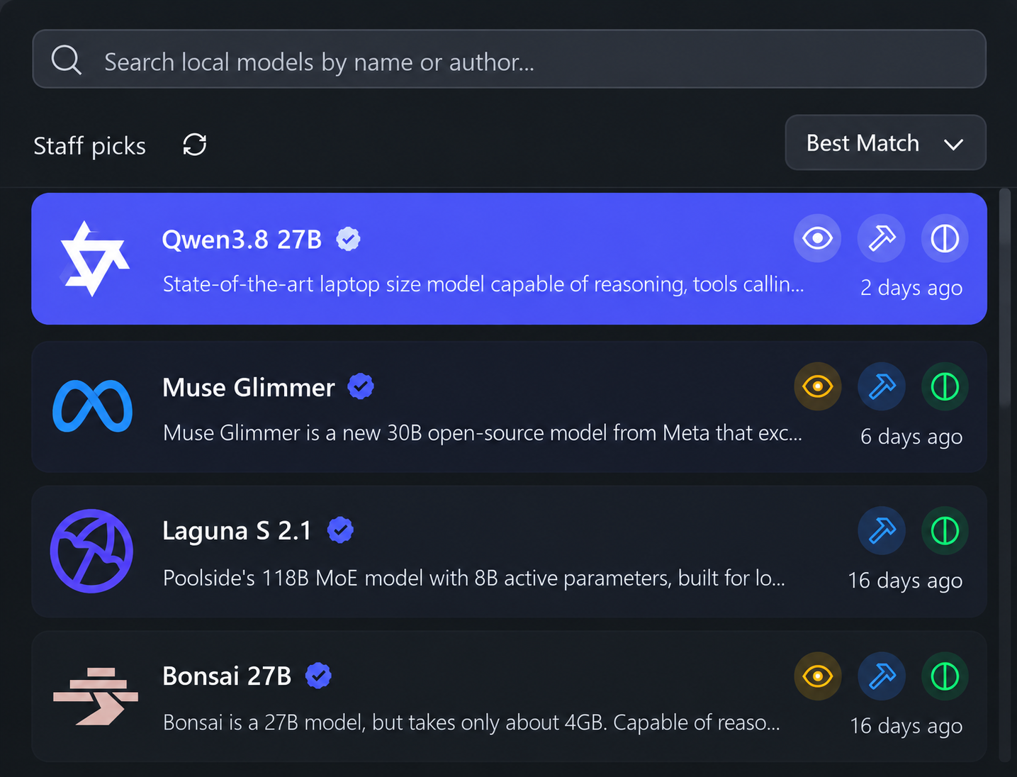 Model selector LM studio