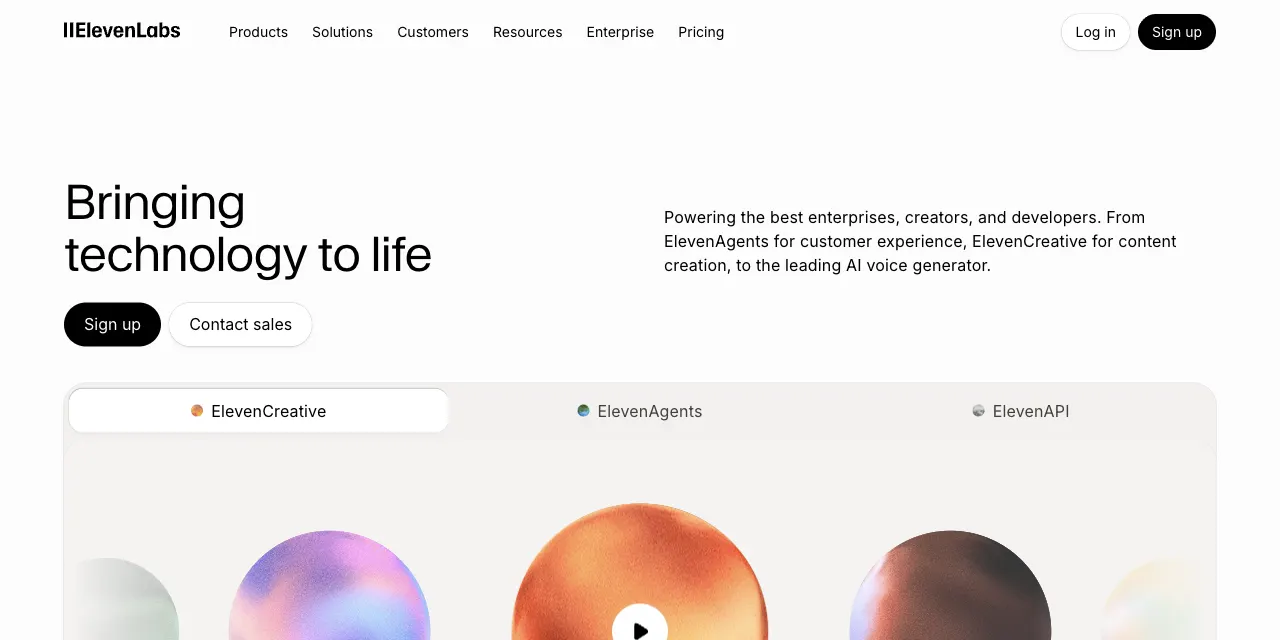 ElevenLabs homepage