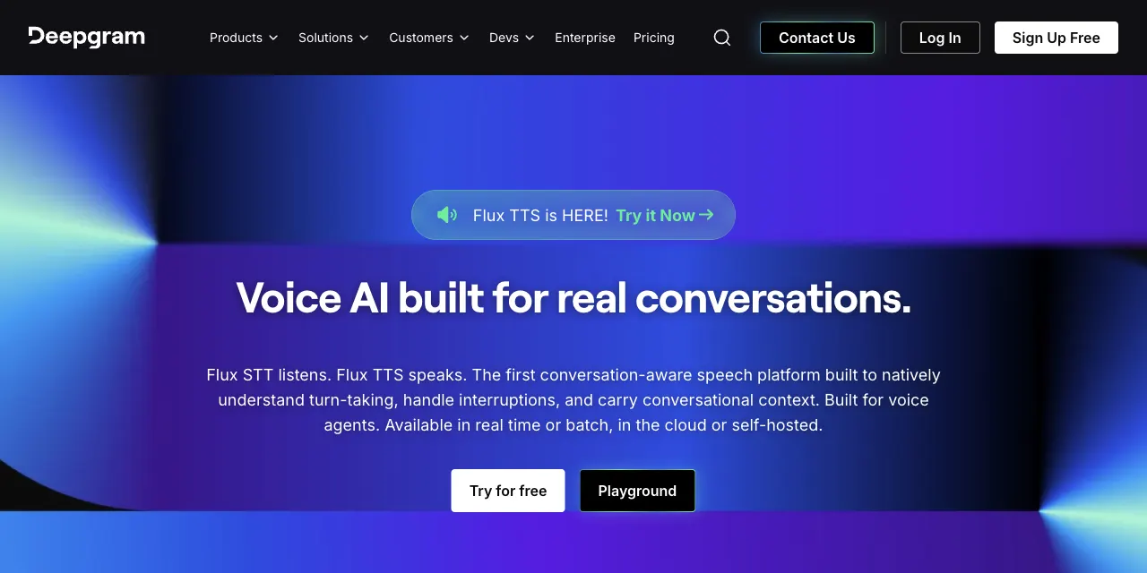 Deepgram homepage