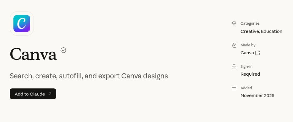Canva Claude Connectors